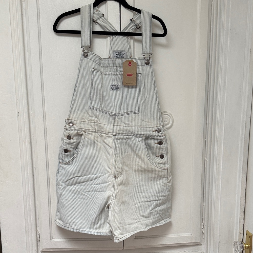 Levi's Off-White Denim Overall Shorts